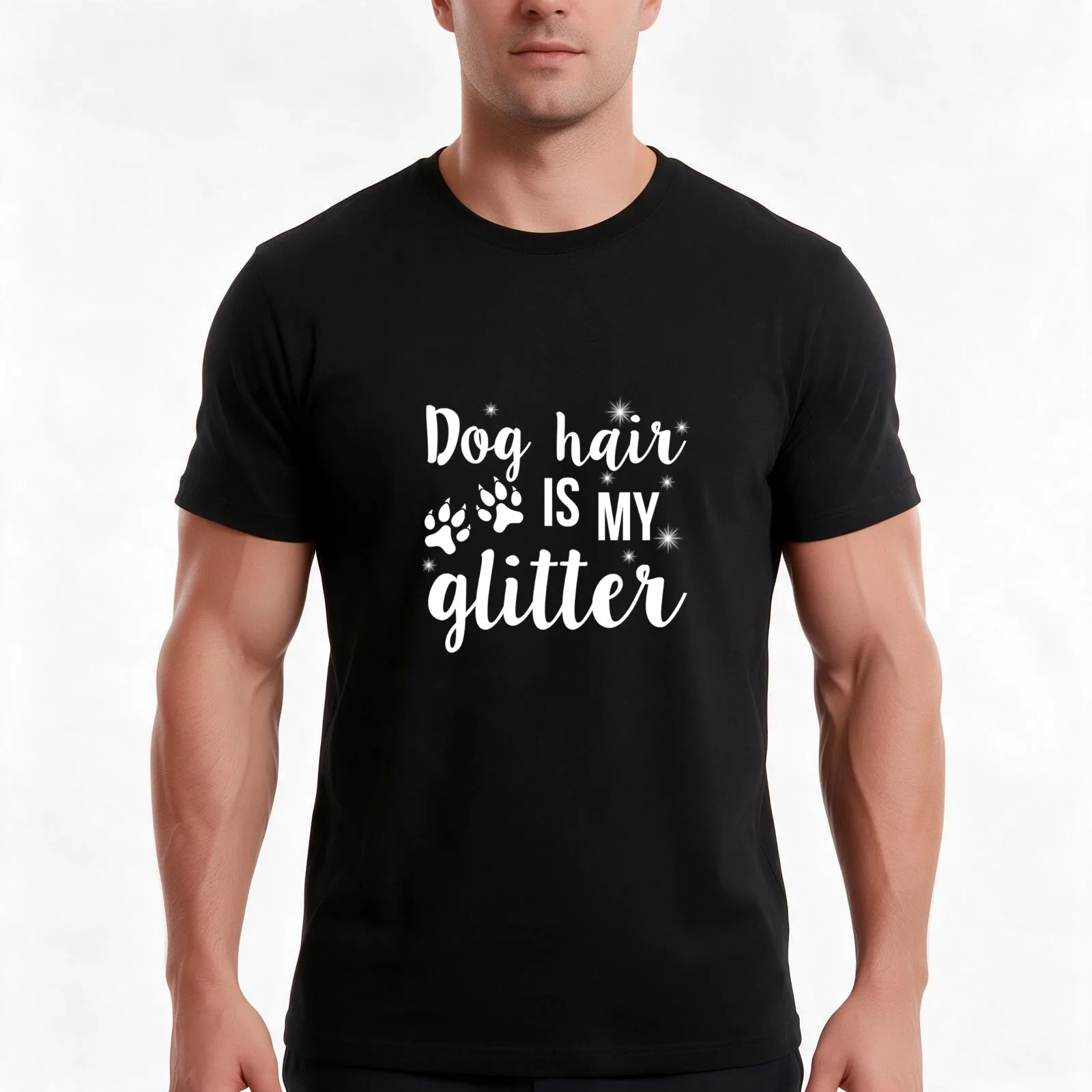 Dog hair is my . T-Shirt, Summer Casual Cotton Tee, Oversized Streetwear Tops, Vintage Graphic Print, Loose Fit Short Sleeve