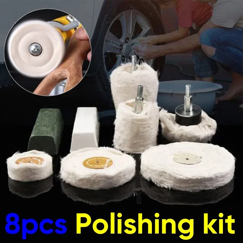 

YTOM 8x Polishing Kit Dome Goblet Cylinder Mop Buffing Wheel Set For Compound Metal Plastic Glass Grinding Polishing Process