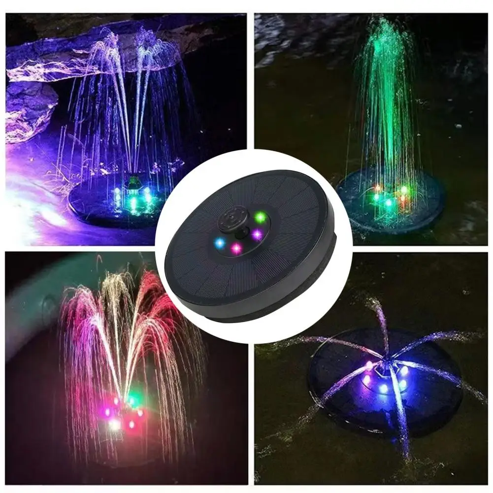 Solar Floating Fountain Colorful Light Solar-powered Fountain with Intelligent Auto Charging Waterproof Design Easy for Mini