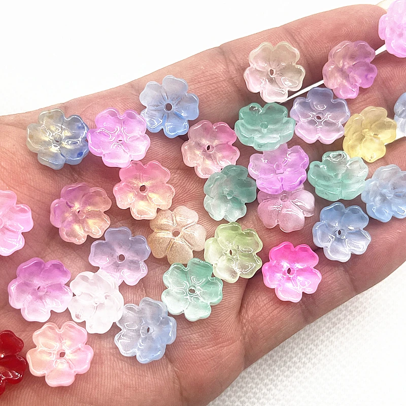 20 قطعة 13 مللي متر خمسة البتلة زهرة Lampwork الخرز قبعات الزجاج خزر عازل لصنع المجوهرات أساور يدوية دبوس الشعر