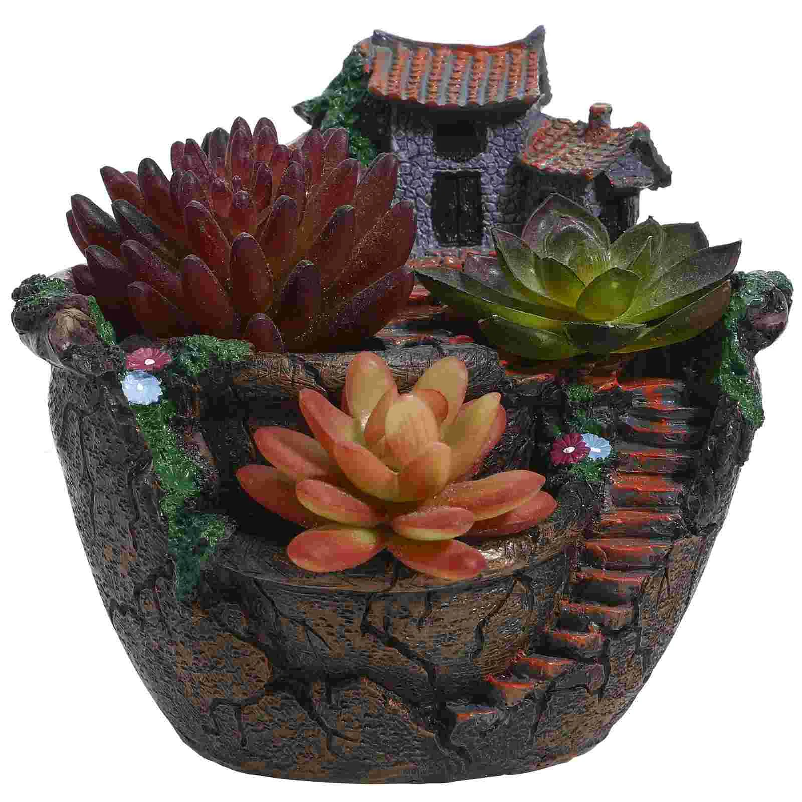 

Micro Landscape Succulent Plant Flower Pot Pots for Plants Garden with House Hanging Miniature