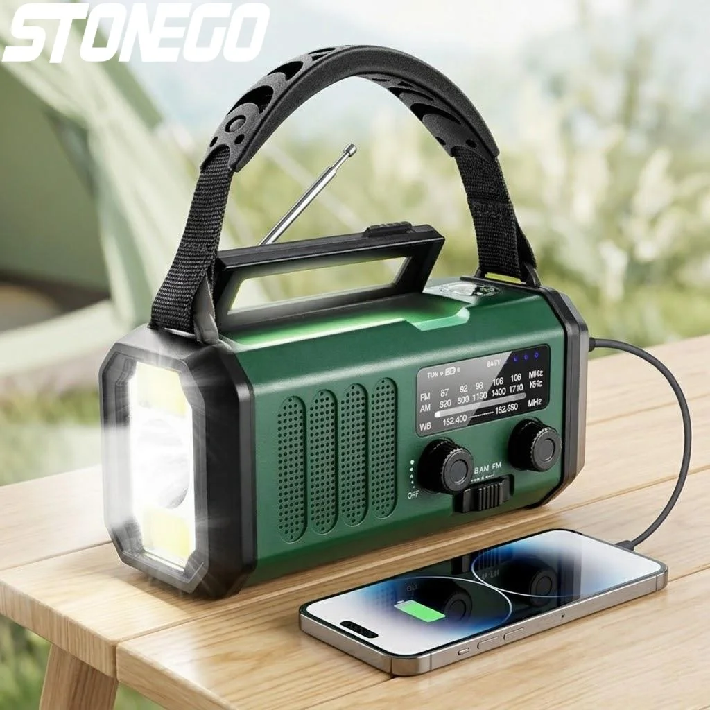 

10000mAh Portable Solar AM FM Radio Weather Alert USB C Charger Flashlight SOS Compass Outdoor Survival Gear