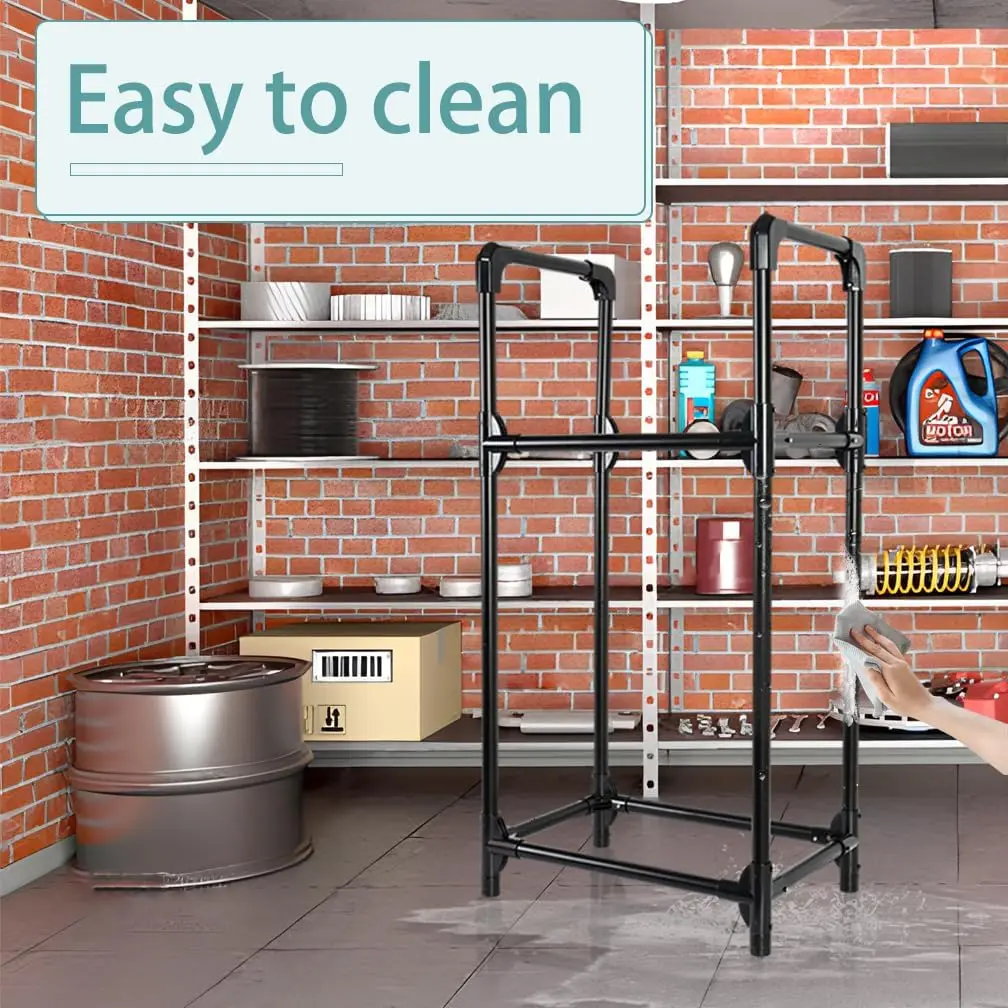 رف تخزين الإطارات منظم رف المرآب للاستخدام الداخلي والخارجي - أسود، 22.51 بوصة × 14.16 بوصة × 45.11 بوصة #5