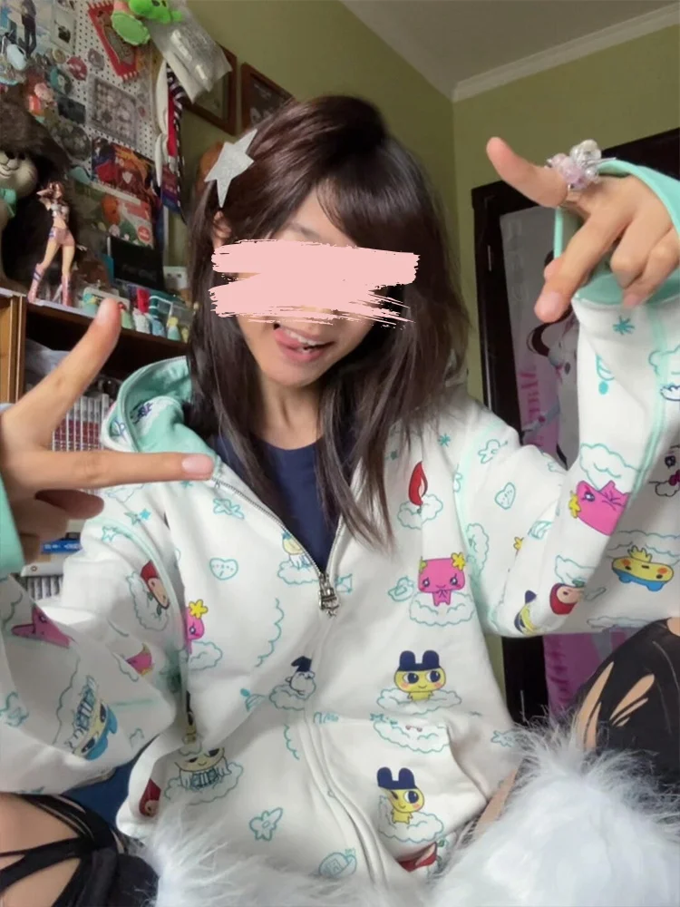 Sweat à capuche avec oreilles d'ours de dessin animé pour femme, Cardigan ouvert avec fermeture éclair, Double capuchon, couleur Jaet, coréen, printemps-automne