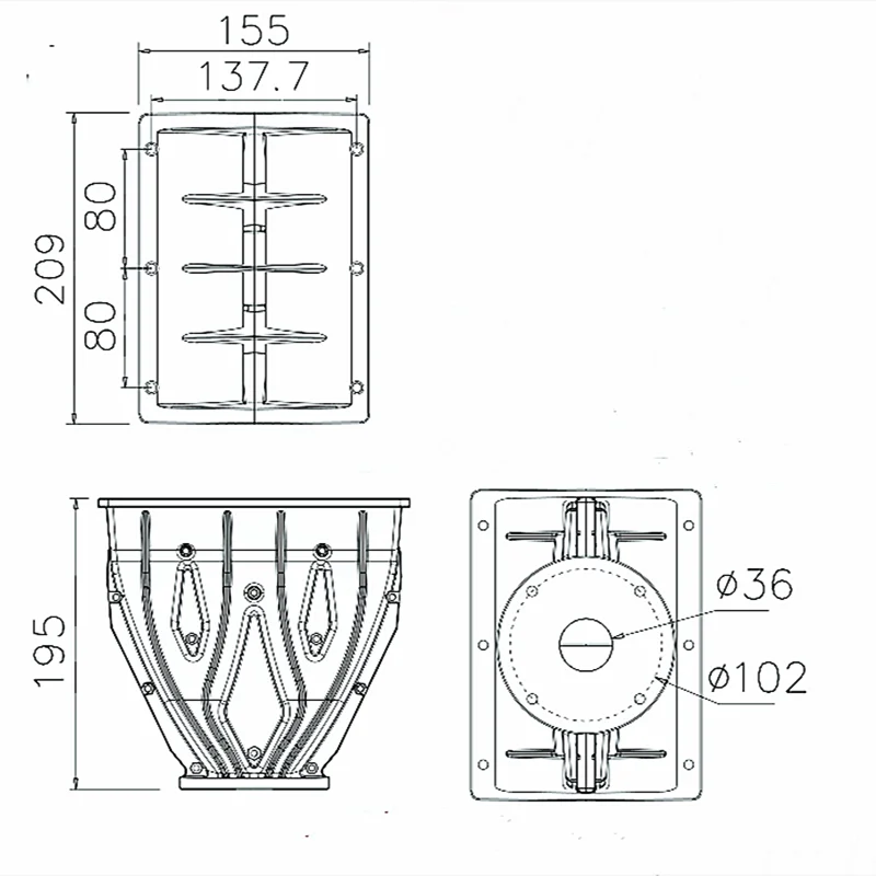 MW Audio Line Array Wellenleiter für professionelle Lautsprechersysteme, Größe: 210L*154W*195H, 1"、1.4'' – Detail 1