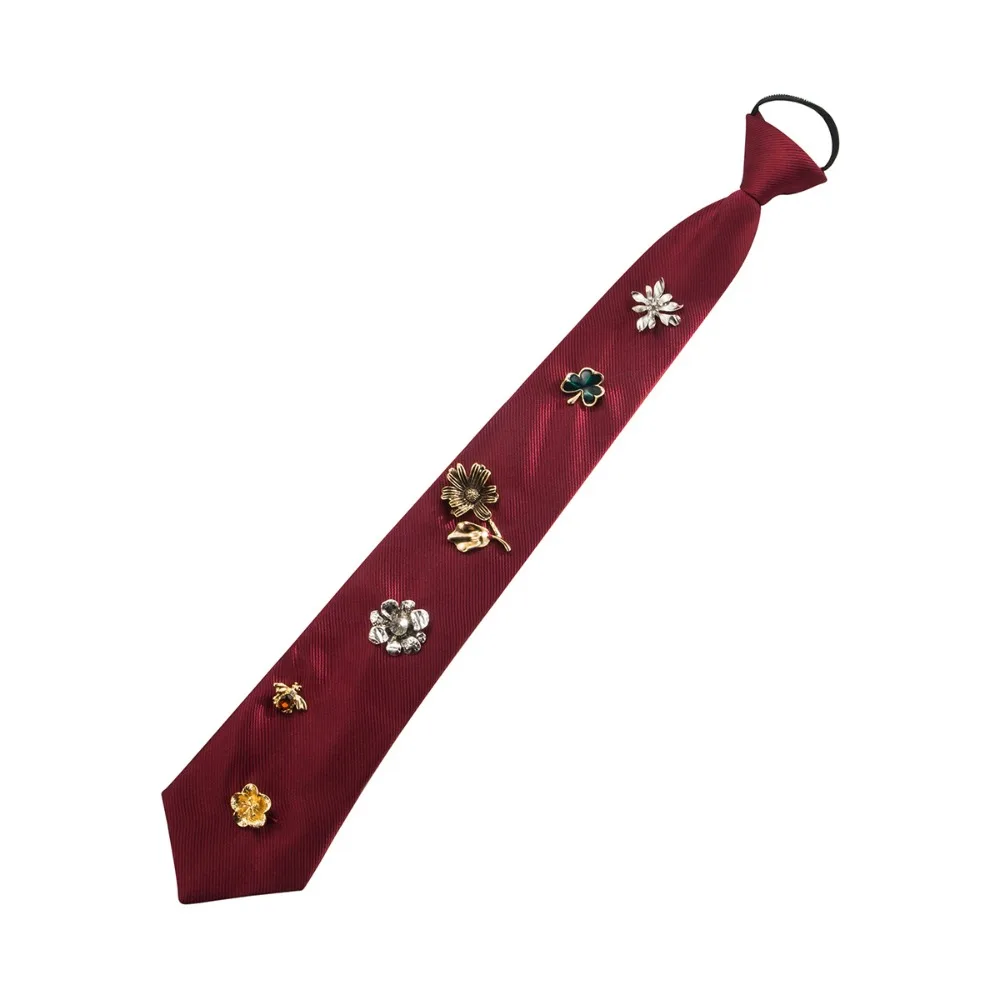 

Temperament Korean Flower Tie Insect Black Rhinestone Necktie Alloy Harajuku Style Decoration Shirt Tie Men