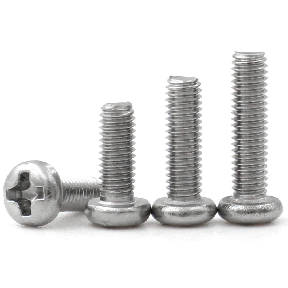 50/10pcs Cross Round Head Screws M2 M2.5 M3 M3.5 M4 M5 M6 M8 A2-70 304 Stainless Steel Phillips Round Pan Head Screw Bolt Dia2-8