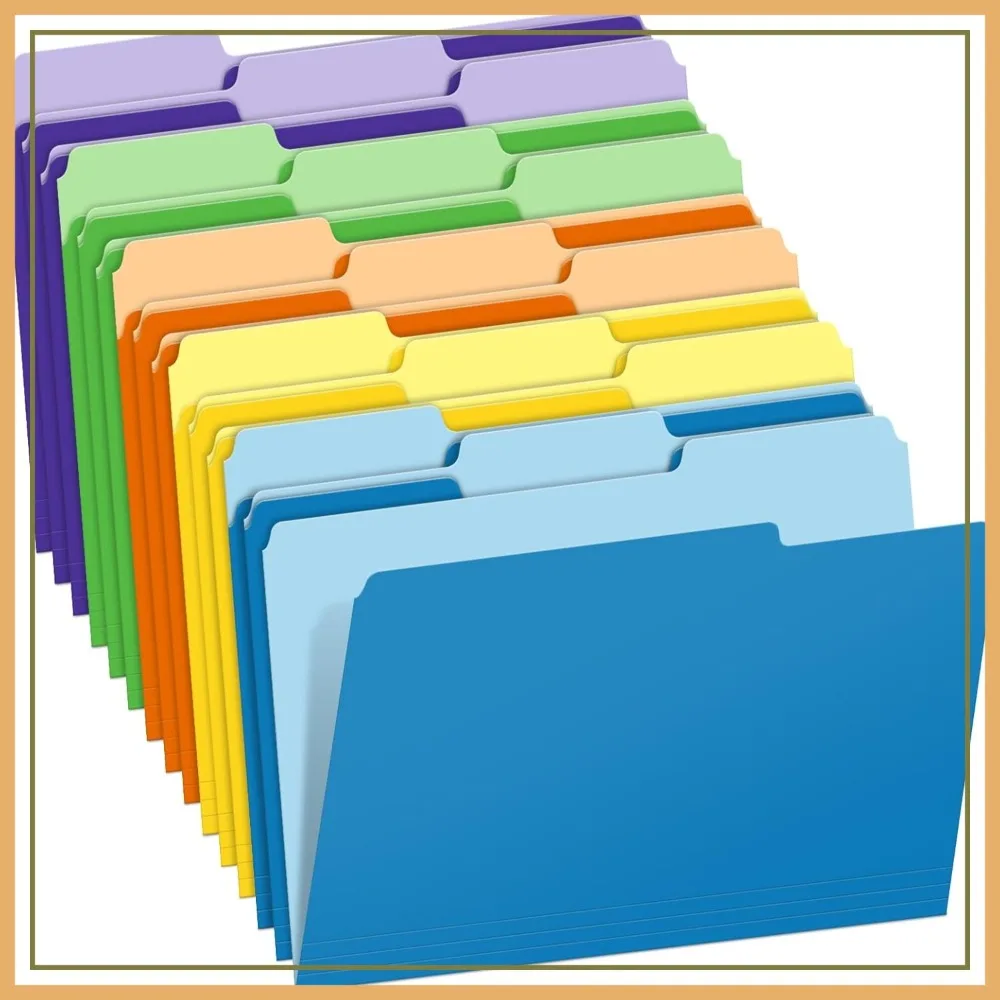 

Two-Tone Color File Folders, 15 Pack Letter Size, 5 Assorted Colors, 1/3-Cut Tabs for School Office