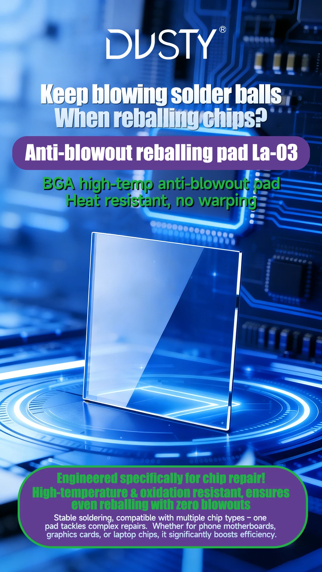 

DUSTY Tin Plating Explosion-proof Tin Gasket La-03 Gasket for Chip Repair High Temperature Oxidation Prevention