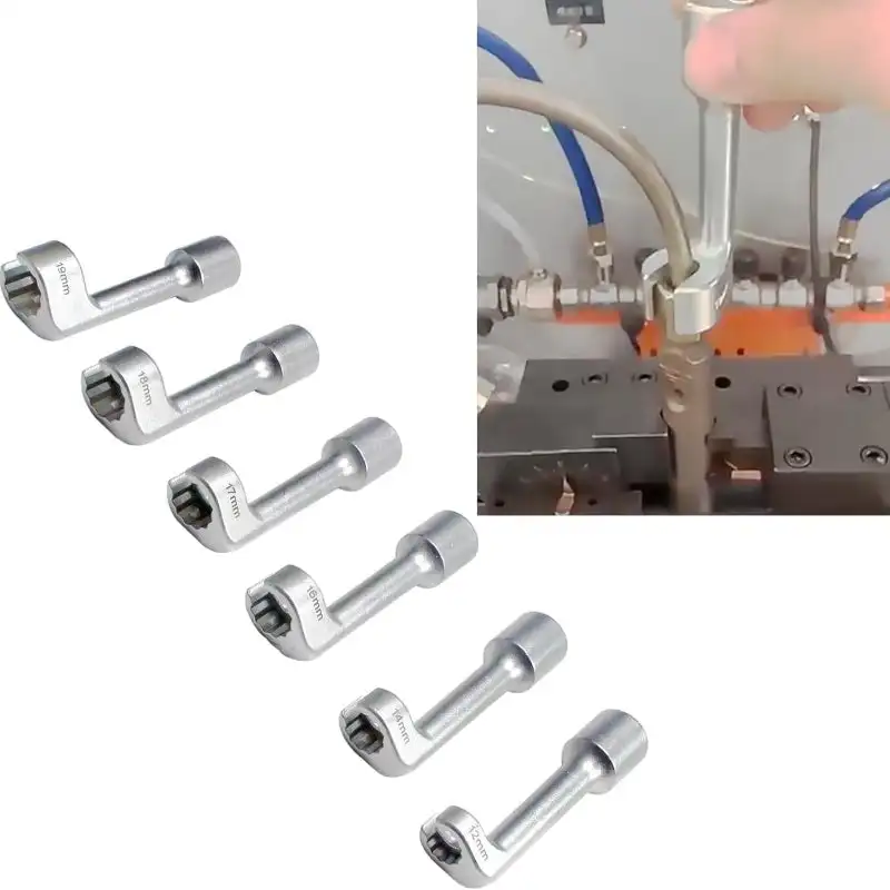 6PCS  Injector Fuel Line Socket Wrench Set 12mm 14mm 16mm 17mm 18mm 19mm Socket Wrench L-shaped Open Fuel Line Remover 12mm-19mm