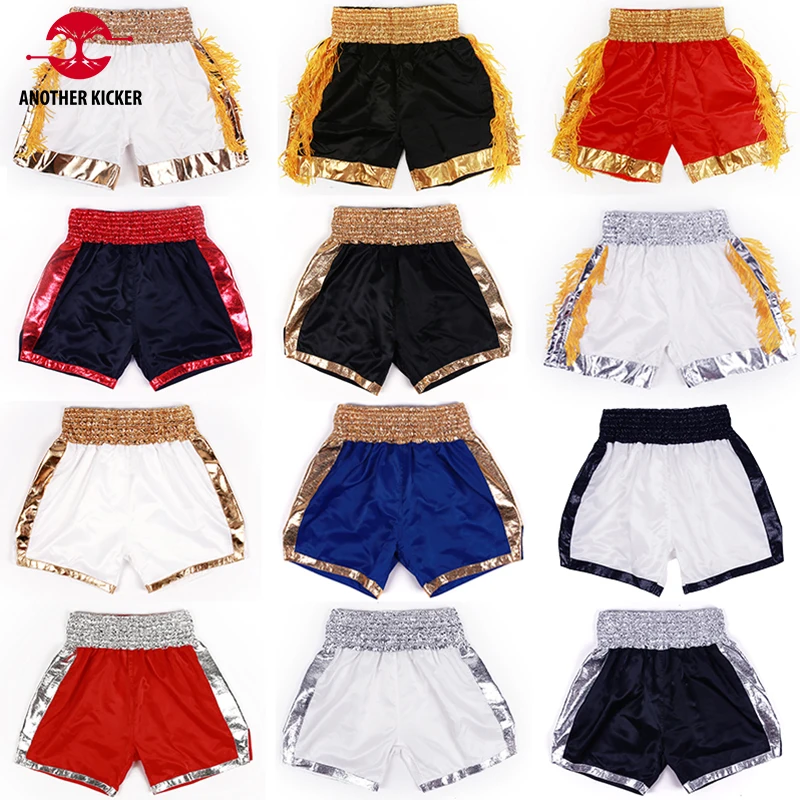 Muay Thai Shorts Satin Polyester Plain Boxing Shorts Men Women Child Kickboxing Pants Grappling MMA Martial Arts Workout Clothes