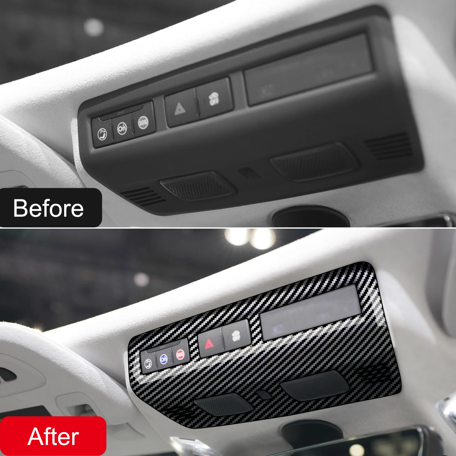 Car Accessories For Chevrolet Corvette C8 2020-2023 Carbon Fiber Style Interior Front Reading Lamp Frame Decoration Cover Trim image 6