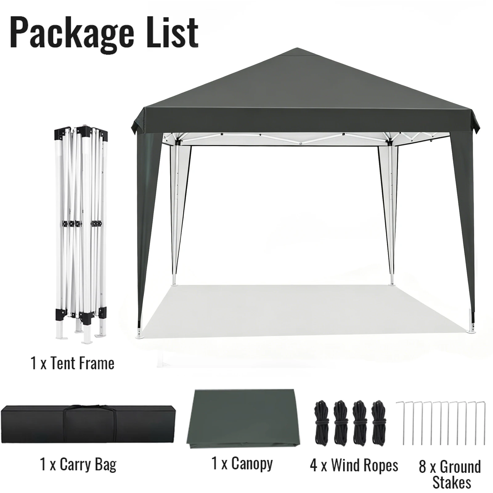 Carpa Plegable para Exteriores de 3x3m, 420D, Impermeable, con Protección UV, Carpa para Fiestas, Altura Ajustable en 3 Niveles, para Patio, Playa, Jardín, Mercado