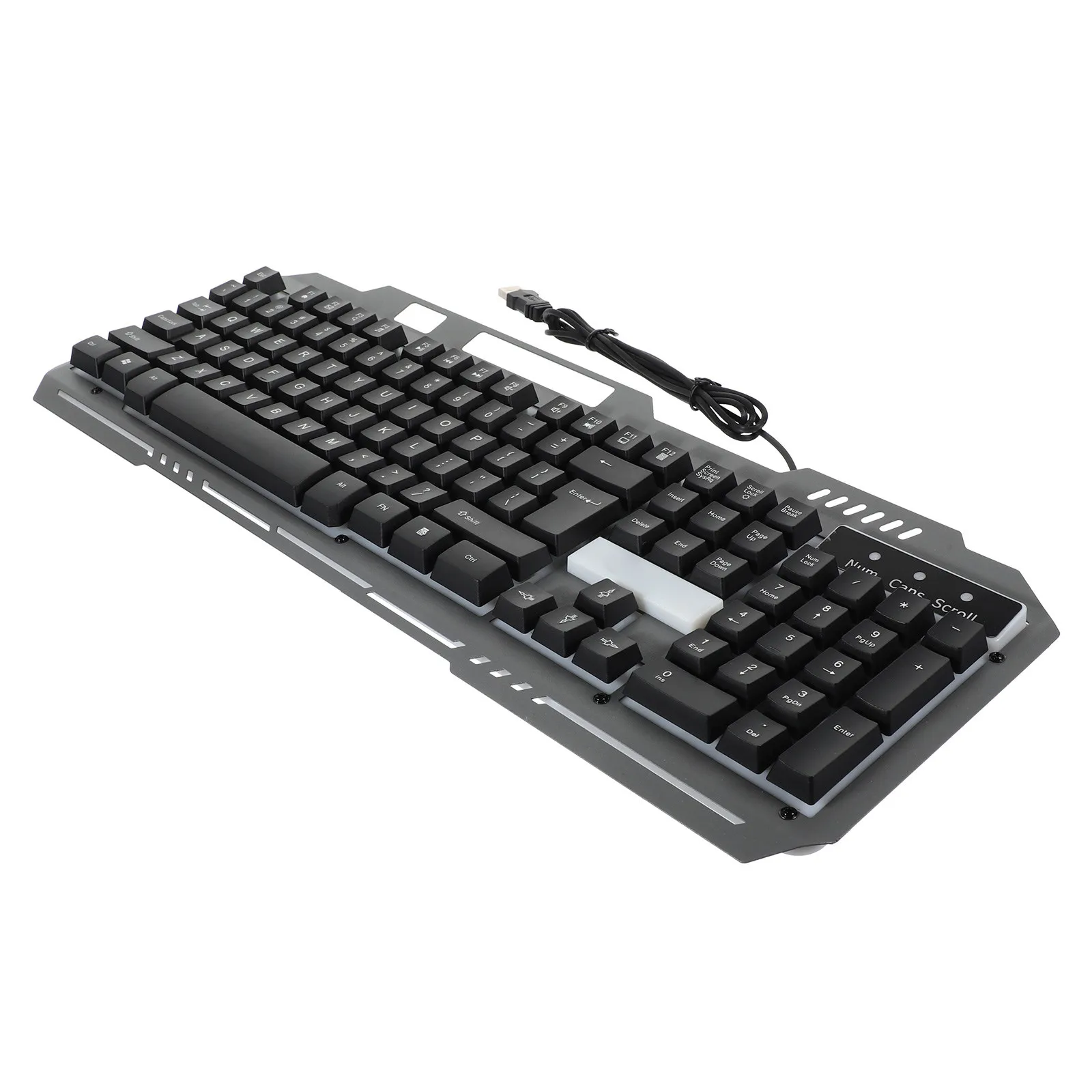 Teclado Mecânico Gamer Luminoso Preto em ABS Ergonômico à Prova d'Água USB Estável Antiderrapante Resistente a Arranhões