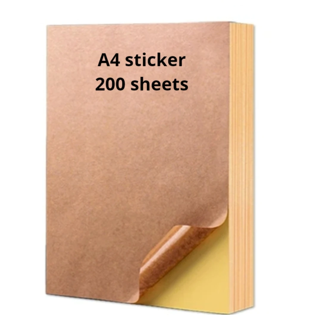 200 Sheets A4 Self-Adhesive Printing Paper Brown Label Sticker Light/Dark For Color Laser/Inkjet Printing Office Printing