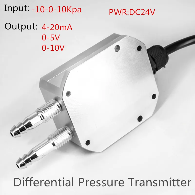 

Air Differential Pressure Transducer 4-20mA /0-5v/0-10v Output Transmitter 0-10Kap Wind Sensor Pressure Transmitter