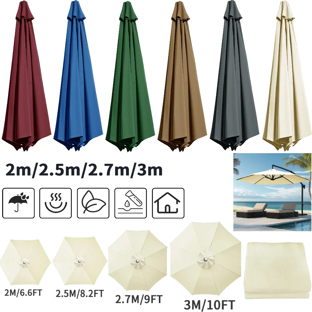 Parasol Replacement Cover 6 Ribs/8 Ribs Market Patio Umbrella Cloth Canopy Cover Waterproof Sunshade For Outdoor Garden