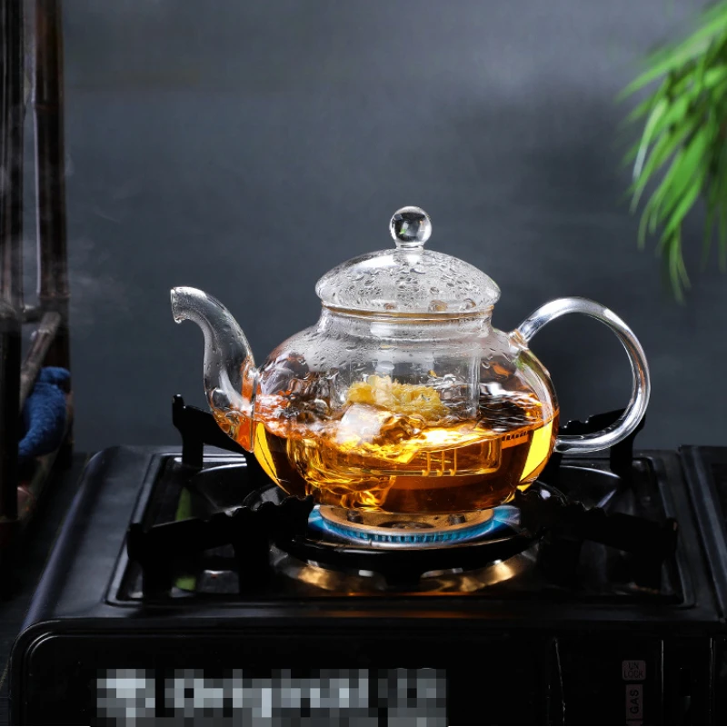 400ml-1600ml Filterable Heat-resistant Thickened Glass Teapot High Borosilicate Glass Flower Tea Pot Heatable Glass Tea