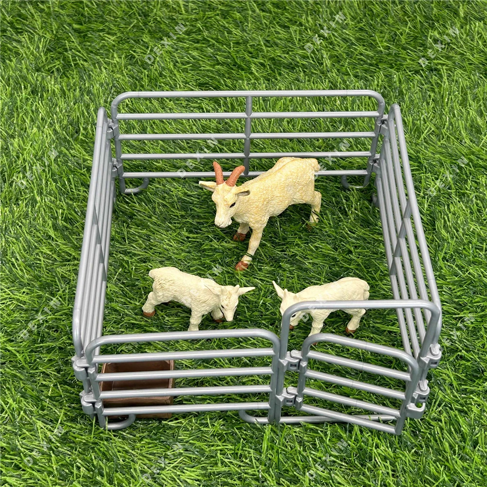 

BIG Ranch Sheep size matching fence and feeding trough set movie static display toy animals figures ranch Christmas kids gifts