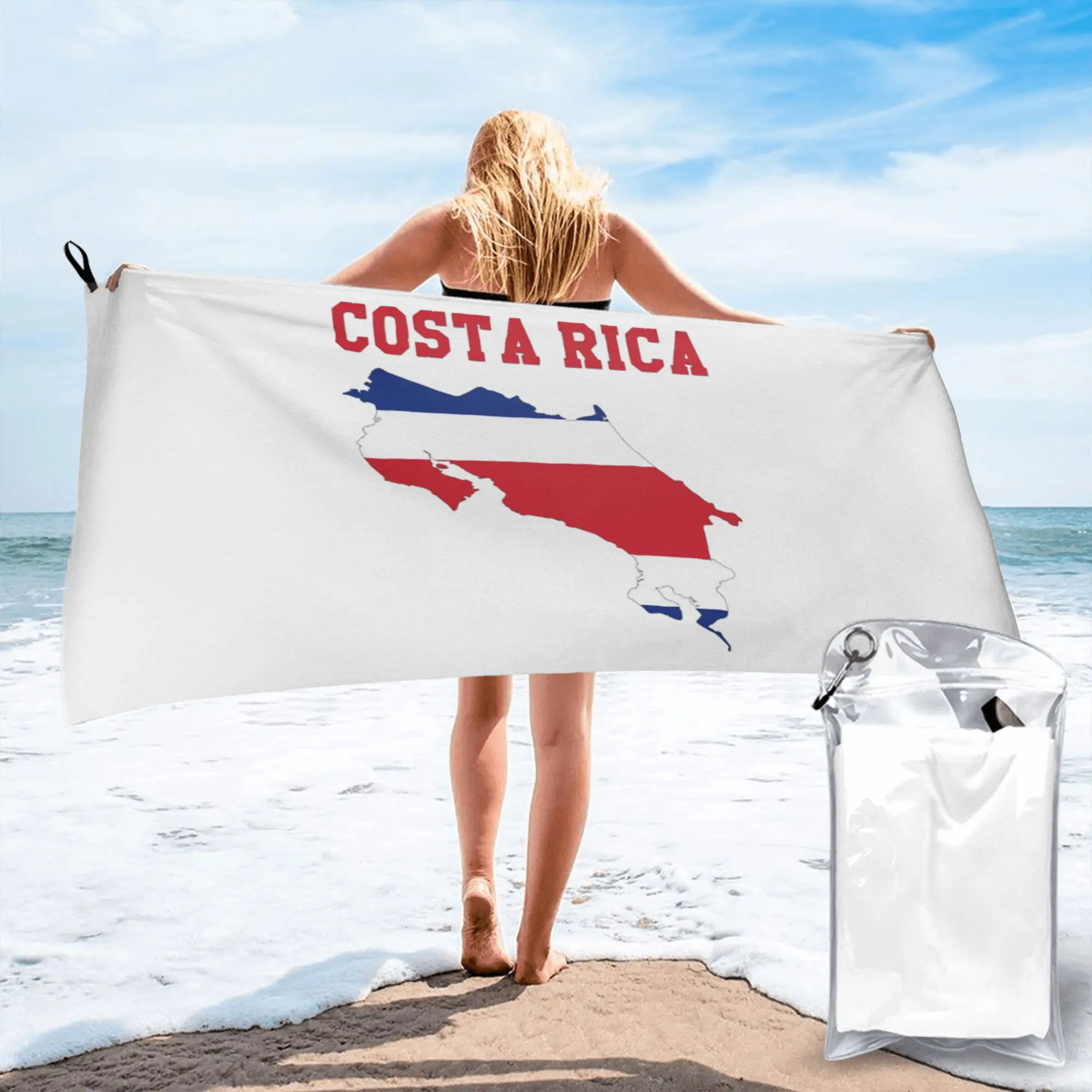 

Пляжное полотенце с изображением флага Коста-Рики, мягкое, из микрофибры, быстросохнущее, впитывающее, для йоги