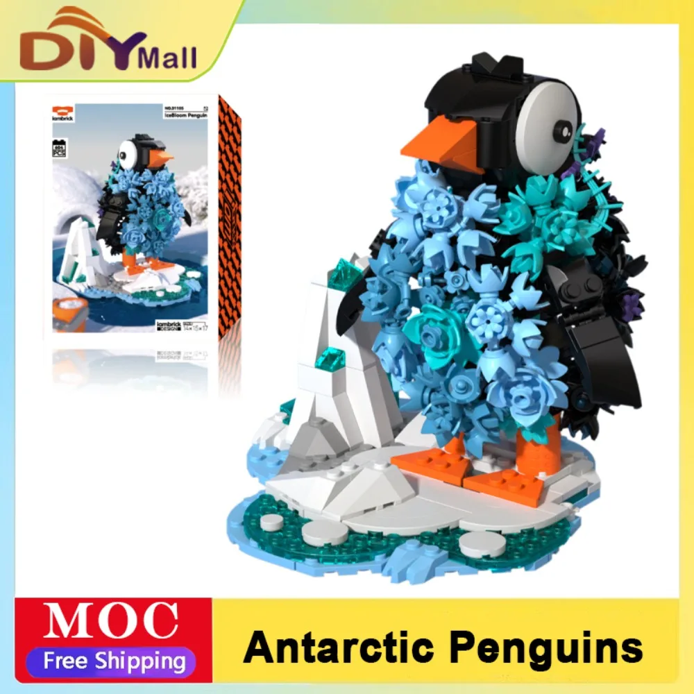 604PCS IceBloom Pinguino Building Blocks Set Antartide Animale Modello di cristallo di ghiaccio Puzzle Giocattoli STEM Educazione Regali di Natale per i bambini