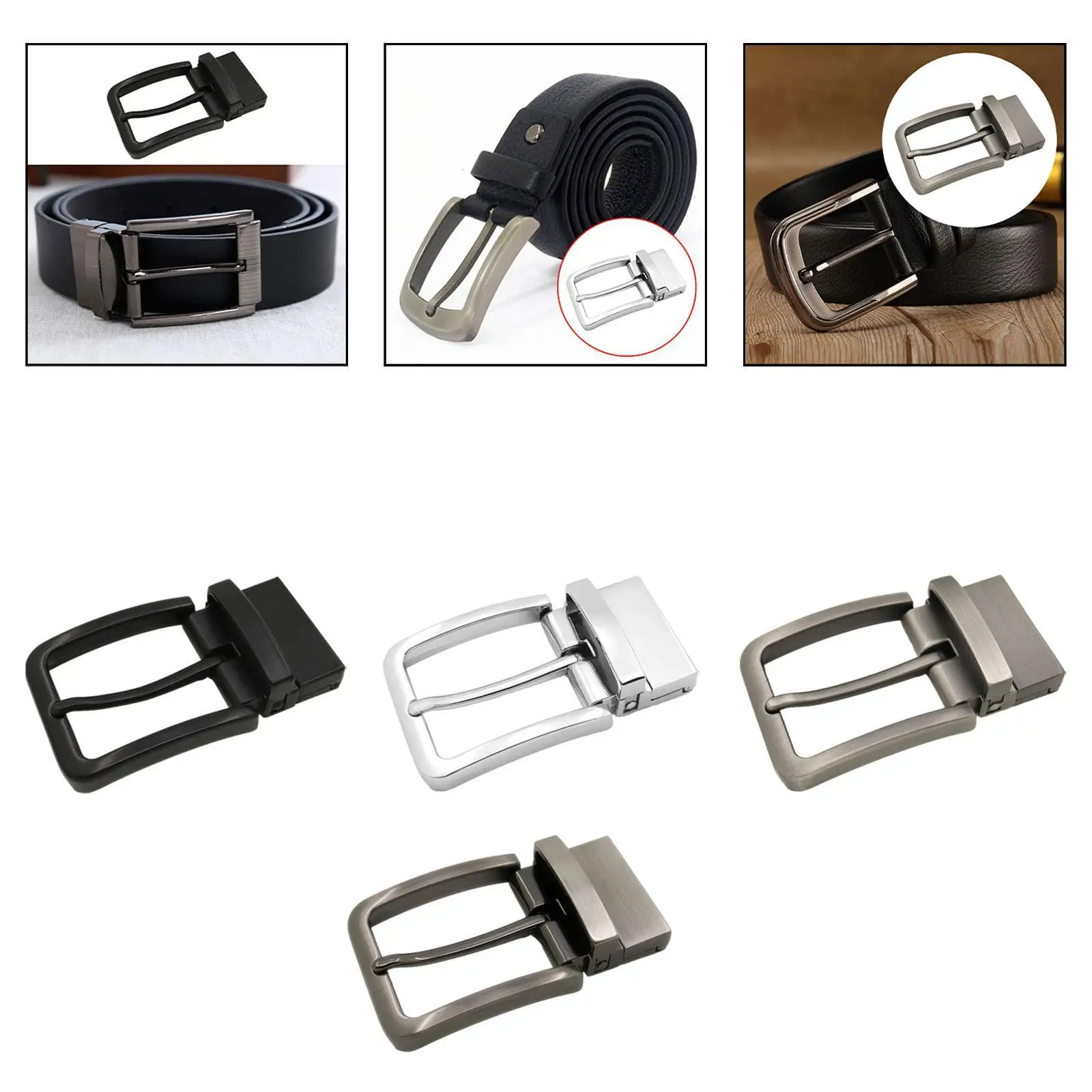 High Durability Alloy Slide Belt Buckle Reversible Classic Pin Replacement for Men’s Leather Belts