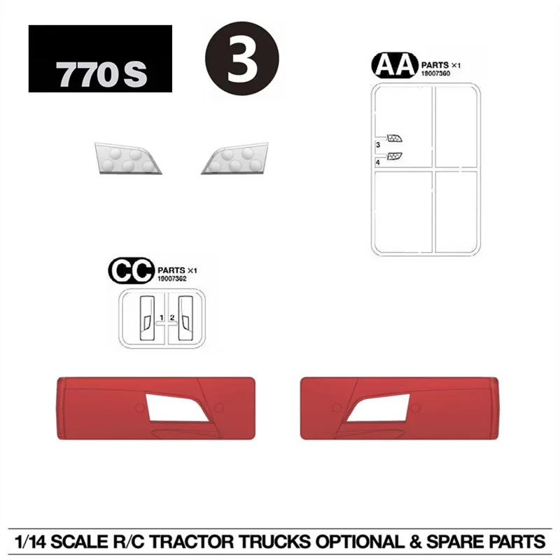 Pantalla de lámpara de Panel de luz transparente a escala 1:14 para camión de basura Tamiya RC SCANIA 770S 6X4 56368 8X4 56371, accesorios de actualización de coche