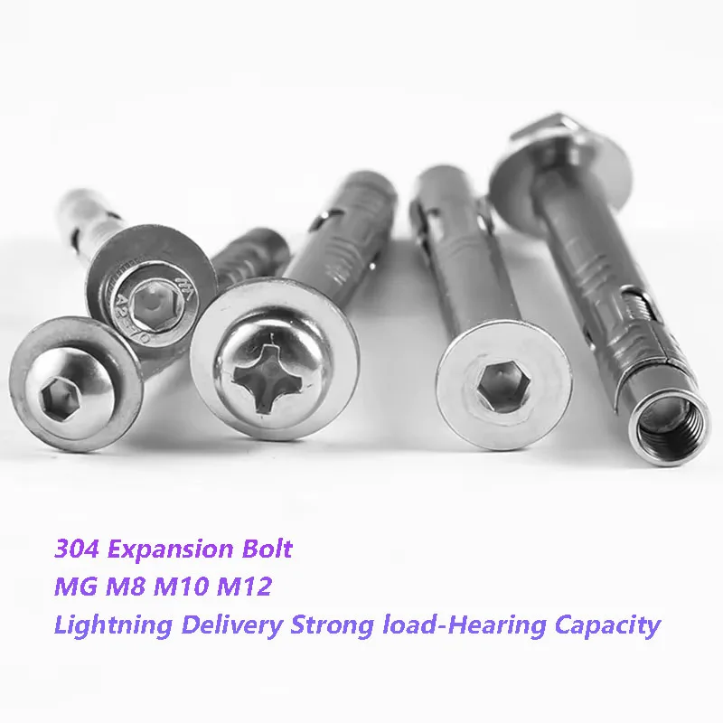 M6 M8 M10 M12 (مجموعة) 304 الفولاذ المقاوم للصدأ سداسية التوسع المسمار غاطسة مستديرة رئيس كأس داخلي رئيس مسدس توسيع الترباس
