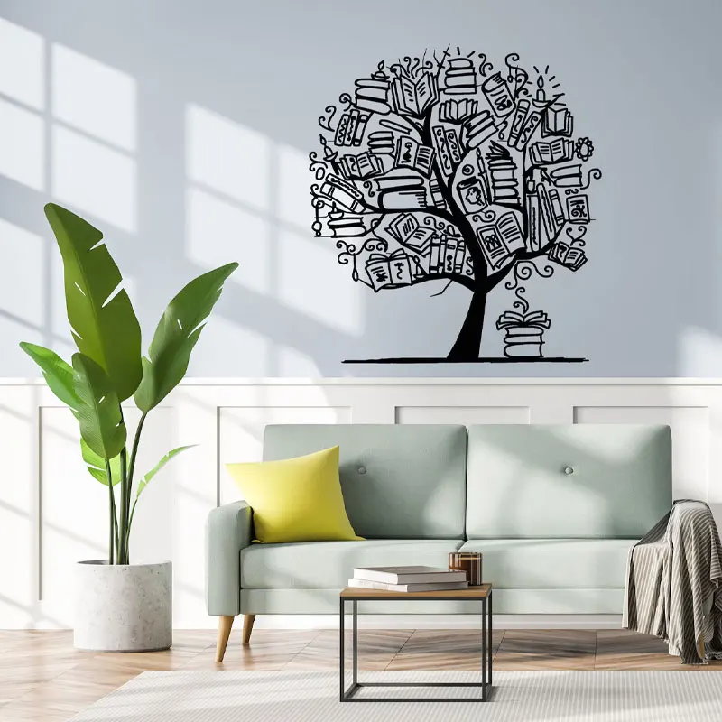 

Books Vinyl Wall Decal Home Library Reading Room Corner School Classroom Literature Knowledge Tree Decor Art Stickers Mural AC42