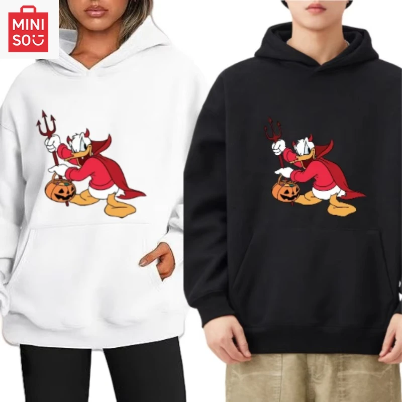 

Disney Halloween Donald Duck Limited Print Hooded Sweater High Quality Men's and Women's Comfortable Casual Long-sleeved Top