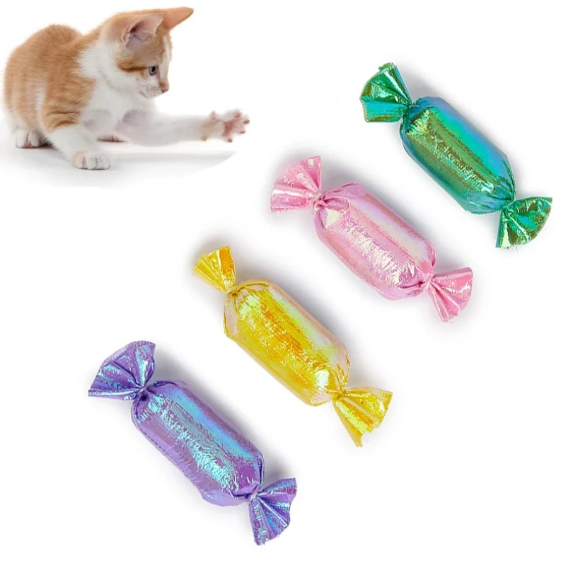 

Interactive Cat Catnip Toys Crinkly Sound Kitten Bite Kicker Toys for Cat Exercise Candy Shaped Cat Toy