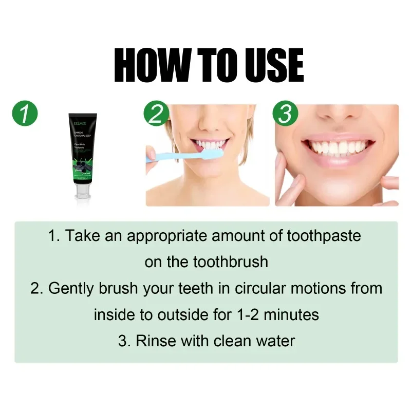 Bamboo Charcoal Deep Teeth Whitening Toothpaste remove yellow tartar Teeth Stains Brighten White Oral Odor fresh breath gum Care