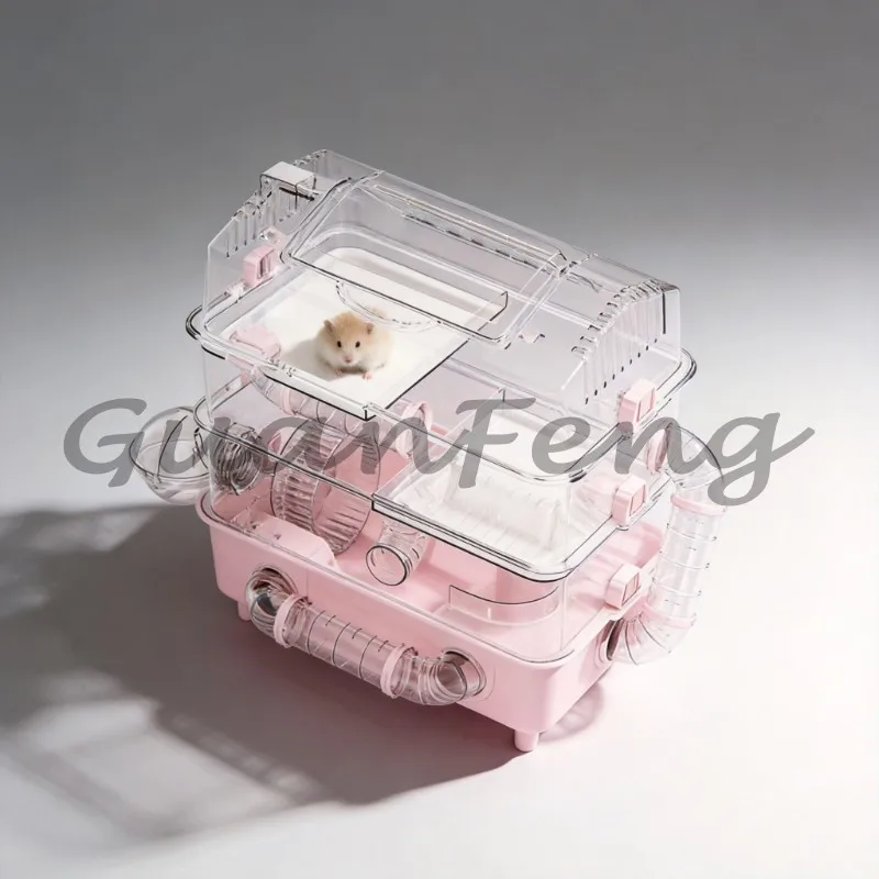Large 3-Tier Acrylic Hamster Cage Villa, Transparent Panoramic Habitat for Hamsters