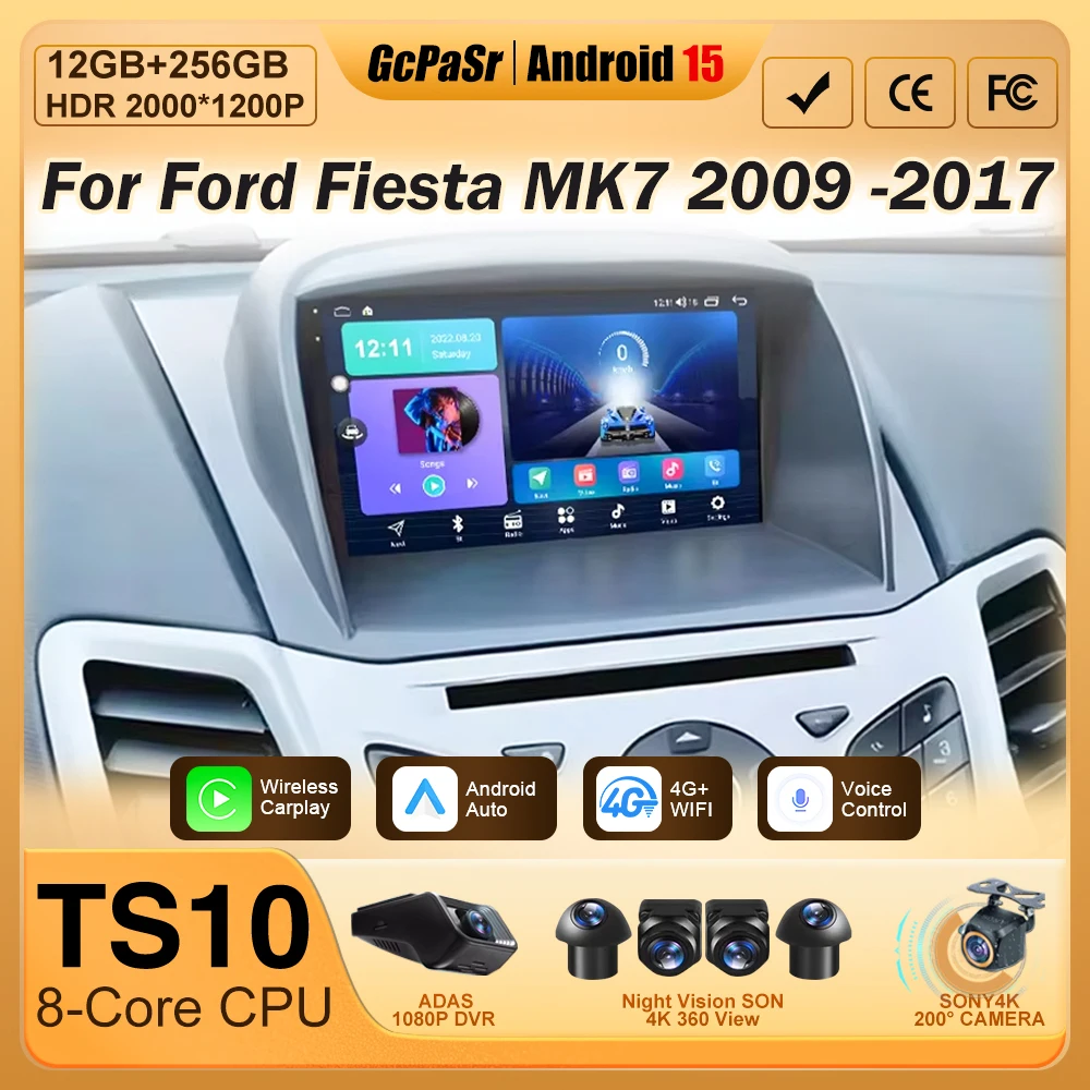 

Android для Ford Fiesta 2009- 2019 Android 13 автомобильный монитор мультимедийный плеер GPS-навигация Авторадио Видео Wifi 5G DSP