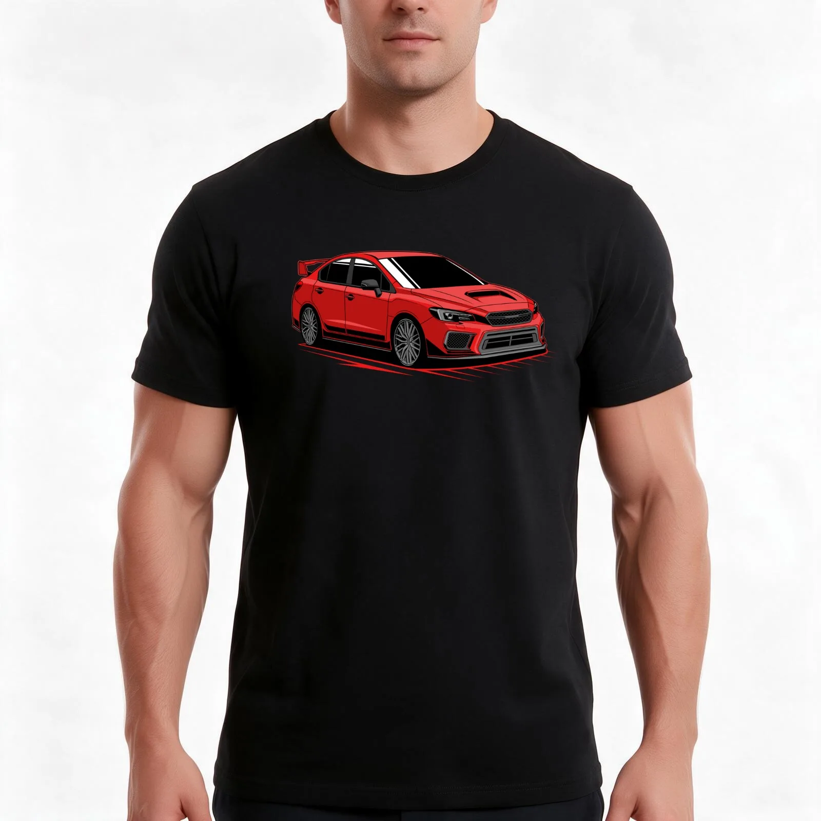 Red subie wrx racing classic T-Shirt, Summer Casual Cotton Tee, Oversized Streetwear Tops, Vintage Graphic Print, 100% Cotton