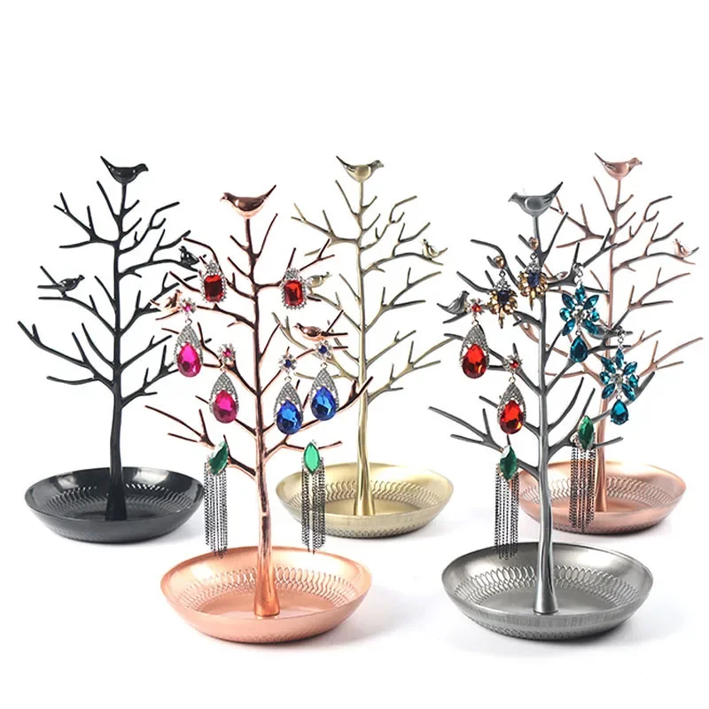 Metal Tree Type Earring Ring Display Stand Rack Jewelry Storage Shelf Bracelet Necklace Watch Jewelry Holder Organizer