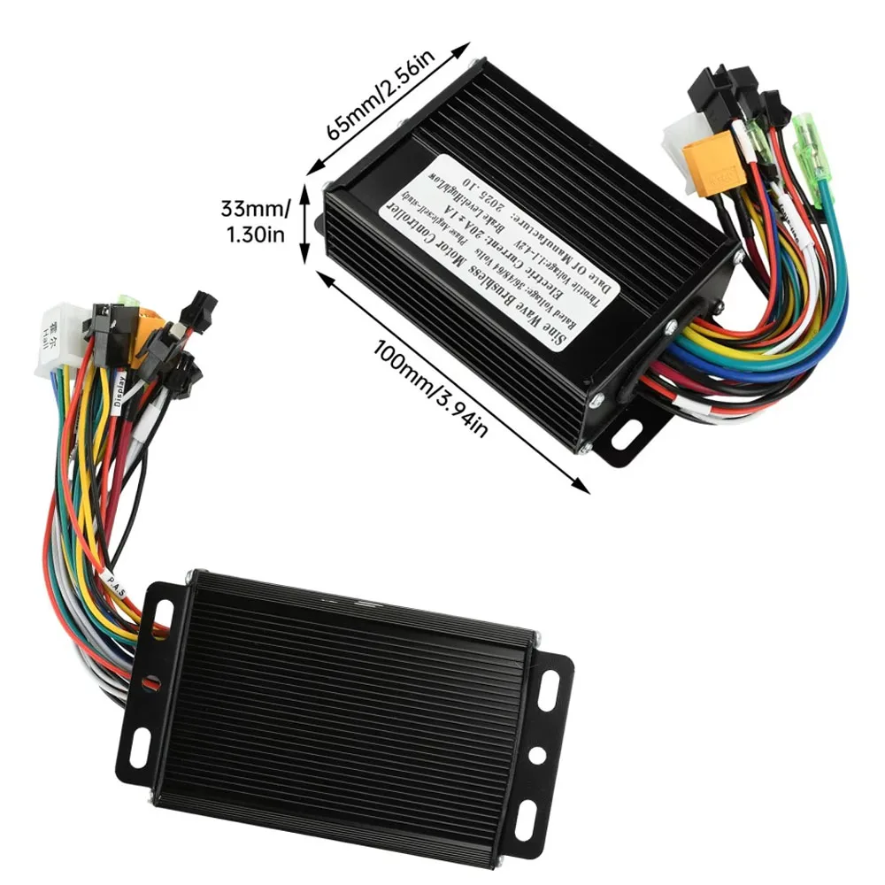 Electric Bike ​Brushless Motor Controller DC36V/48V/64V 750W-1500W Black Aluminum Alloy Sine Wave DC Electric Motor Controller