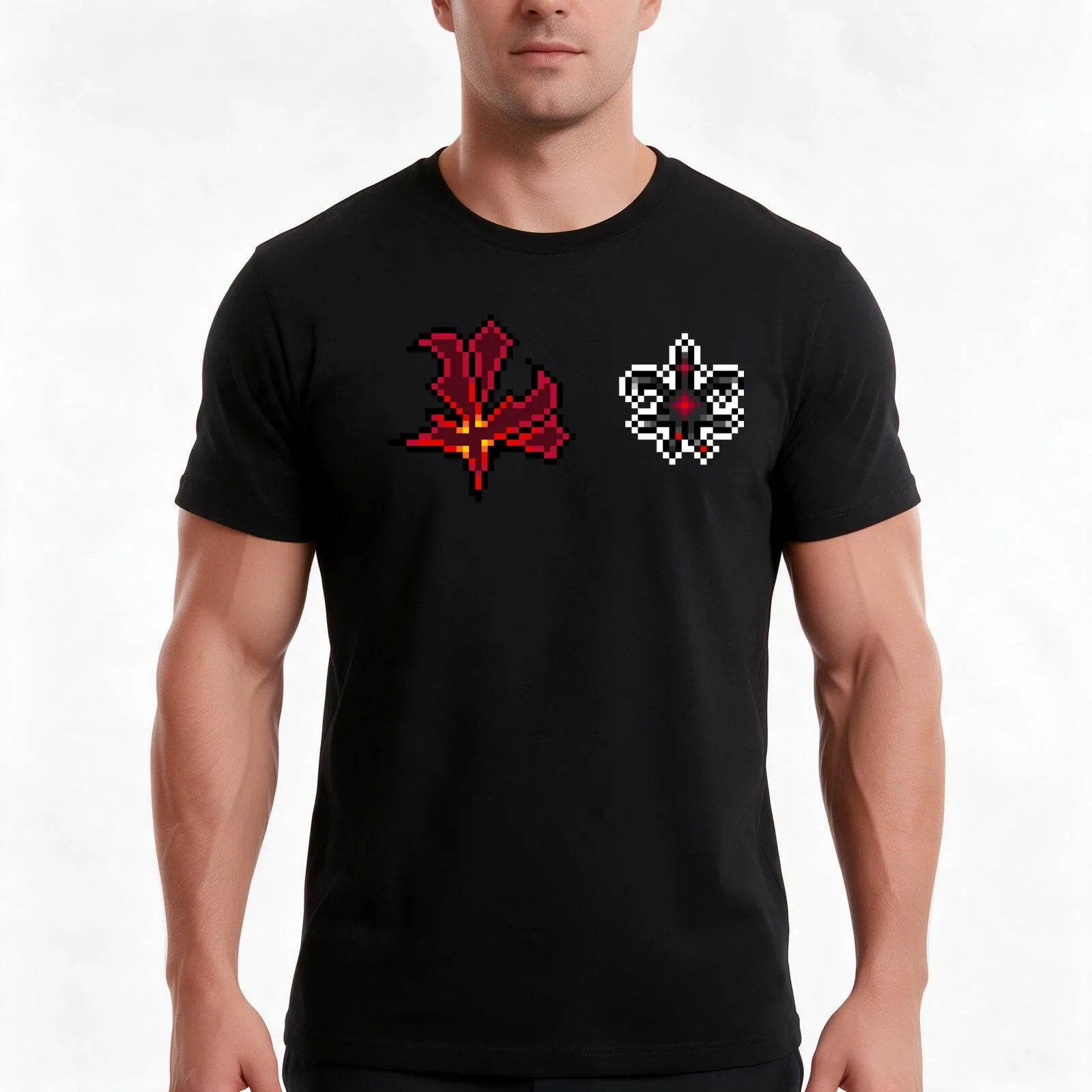 Nekro Virus Faction Symbol + Faction Character Pixel Art T-Shirt Summer Casual Cotton Tee Oversized Streetwear Tops