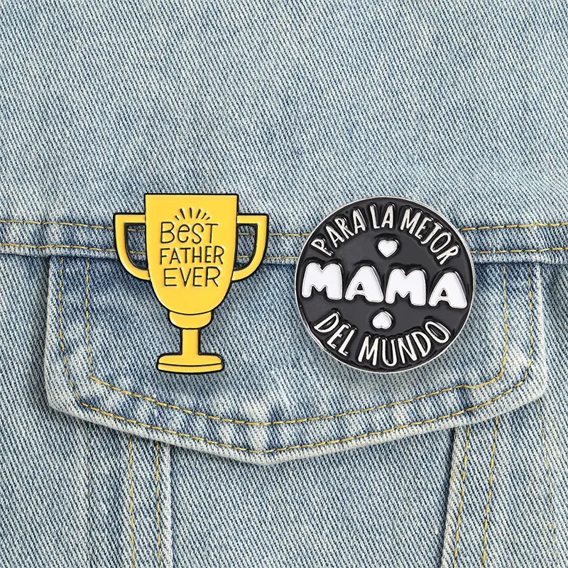 Pins de Esmalte de Agradecimiento para Padres, Broches 'Mejor Padre del Mundo', Insignias de Solapa, Joyería 'La Mejor Mamá del Mundo', Regalo para el Día de la Madre