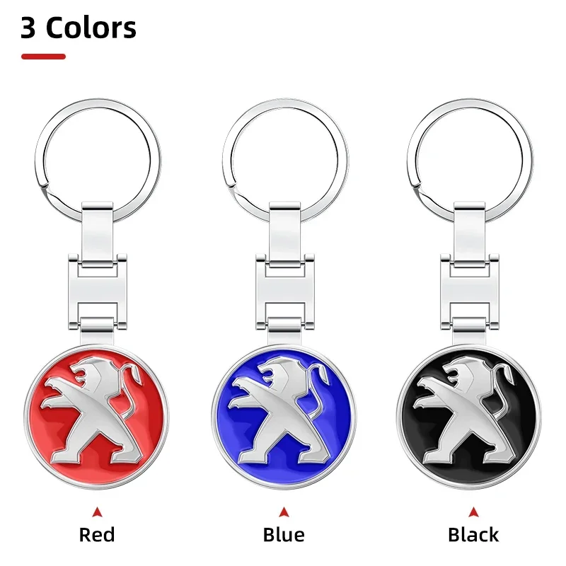 1PCS Metal Lion Key Chain For RCZ GT 208 308 3008 508 206 2008 5008 306 Rifter Expert Partner Car Logo Key Ring Auto Accessories