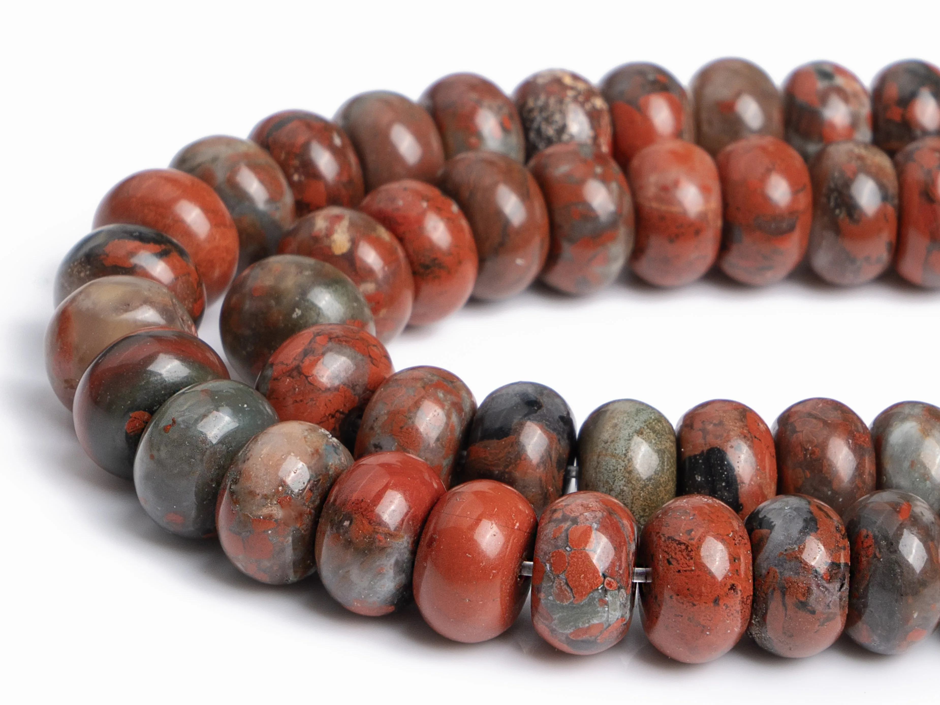 Ocean Fossil Agate Beads Grade AAA Natural Gemstone Rondelle Size Options 6/8/10mm for Jewelry Making