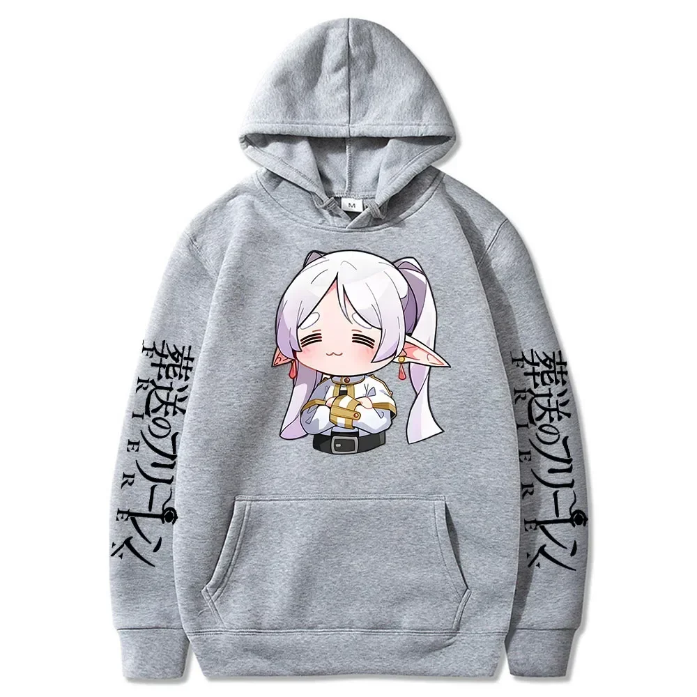 Cartoon Cute Frieren Hoodies Beyond Journey\'s End Manga Print Hooded Sweatshirts Autumn Winter Fleece Soft Plus Size Streetwear