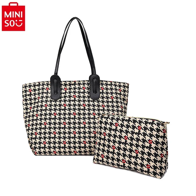 MINISO Disney Mickey Fashion Large Capacity Casual Tote Bag Women's High Quality Multi functional Storage Mother and Child Bag