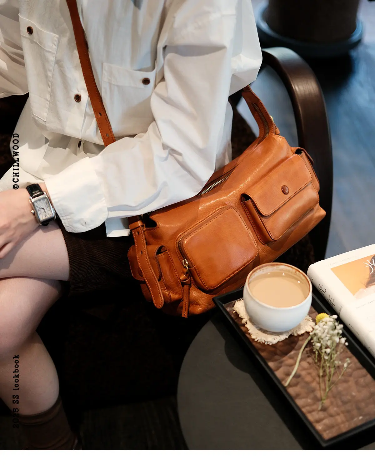 Modische Vintage-Designer-Handtasche aus echtem Leder für Damen, mit mehreren Fächern, als Schultertasche oder Umhängetasche für Wochenendeinsätze und Partys, luxuriöse Kuhledertasche. – Detail 1
