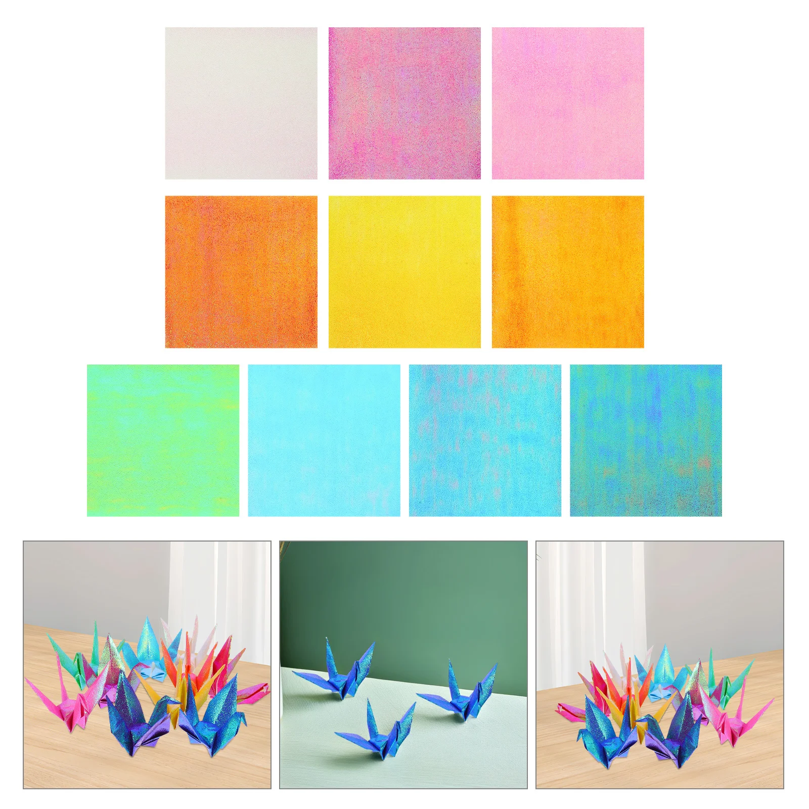 

100Pcs Shiny Iridescent Paper Colored Folding Squares DIY Handcraft Sheets for Craft Party Decorations 15Cm 10