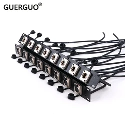 8Way Channel Flight Case Mount 1U Rack Patch Panel with Waterproof XLR D-type Male Female DJ Speaker Audio Cable Plug Socket