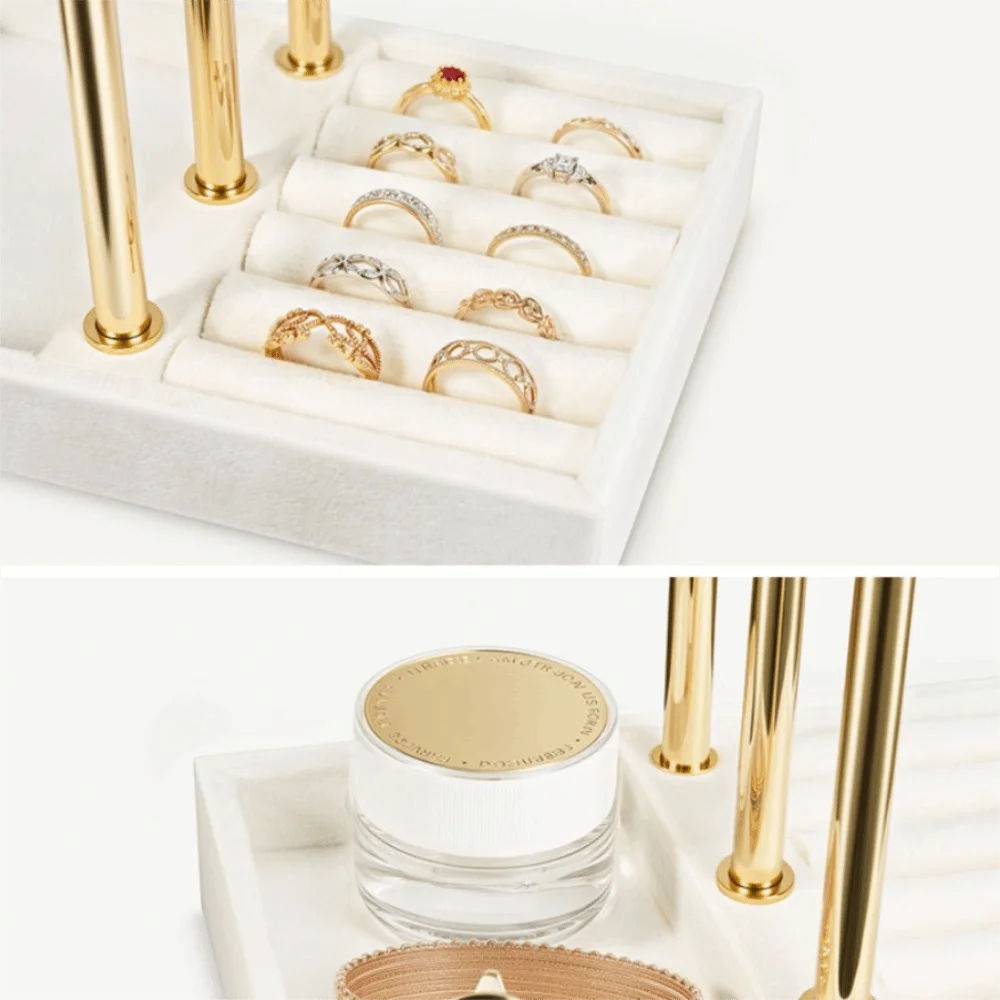 

Трехъярусная подставка для браслетов, съемная металлическая Т-образная стойка, бархатная подставка для хранения браслетов, органайзер для украшений, подставка для серег и колец