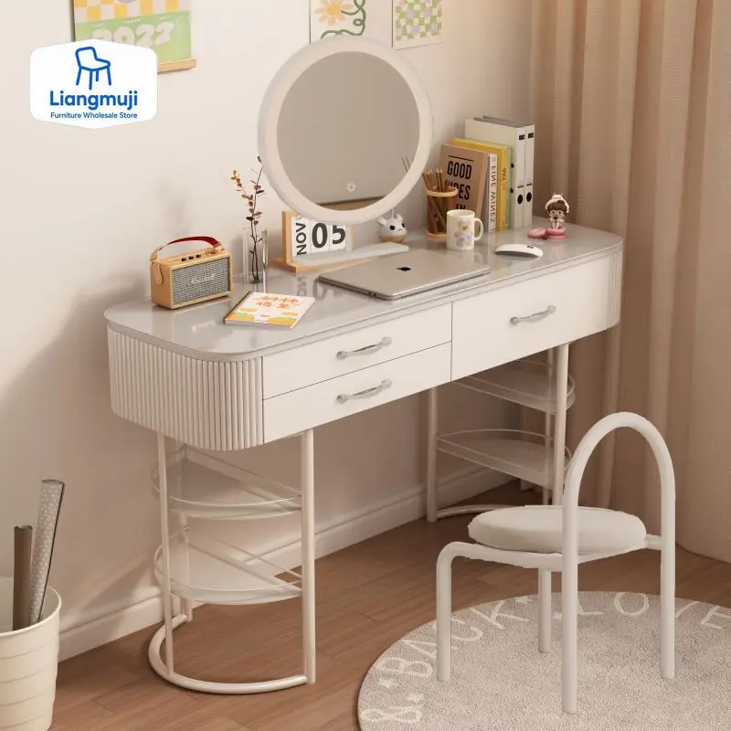 

Drawers Vanity Dressing Makeup Table Mirror Mobile Bedroom Dresser Organizer Lights Penteadeira Quarto Bedroom Furnitures