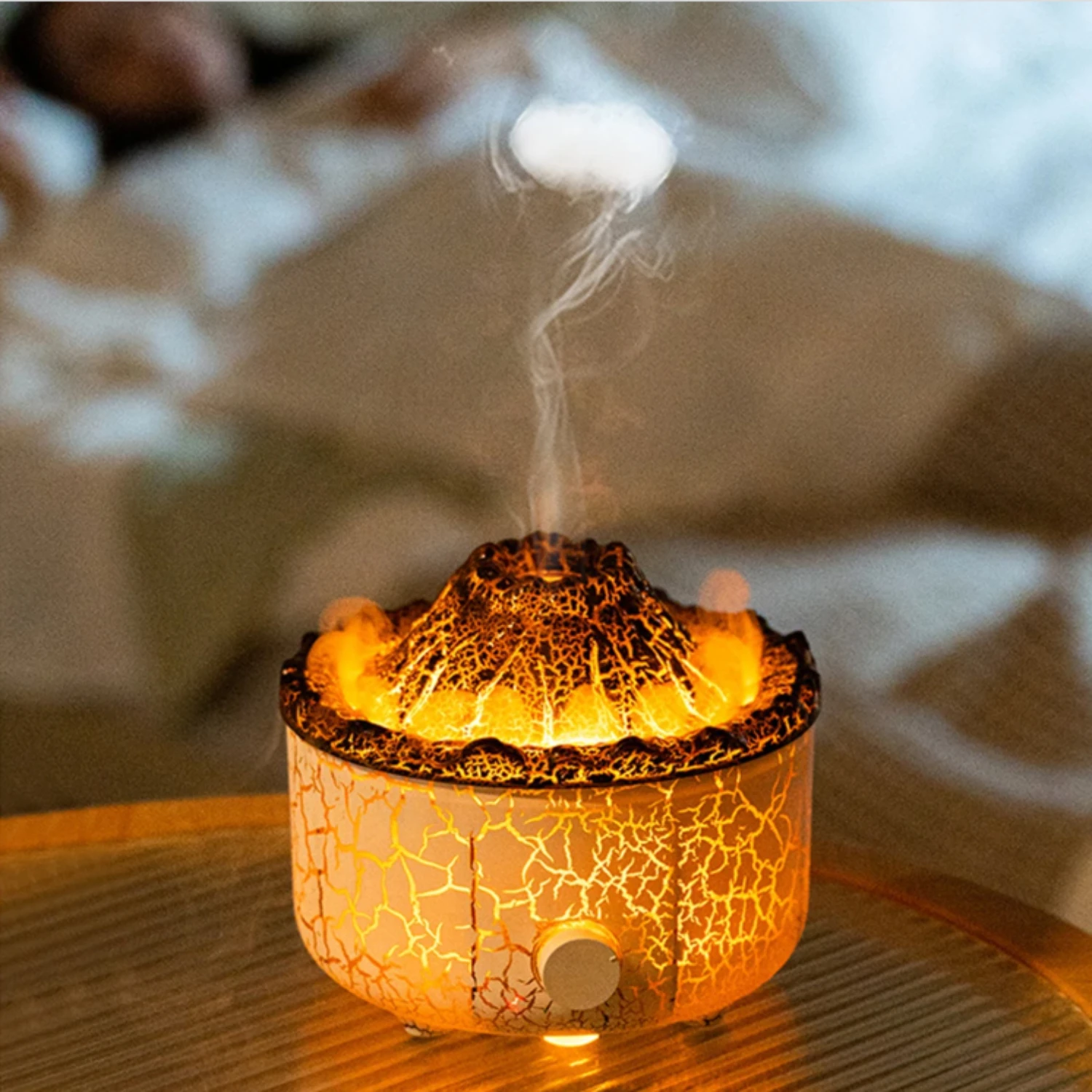 

Volcano Aromatherapy Diffuser Smoke Ring Ultrasonic Air Humidifier with Flame Lamp Remote Control Essential Oil Diffuser