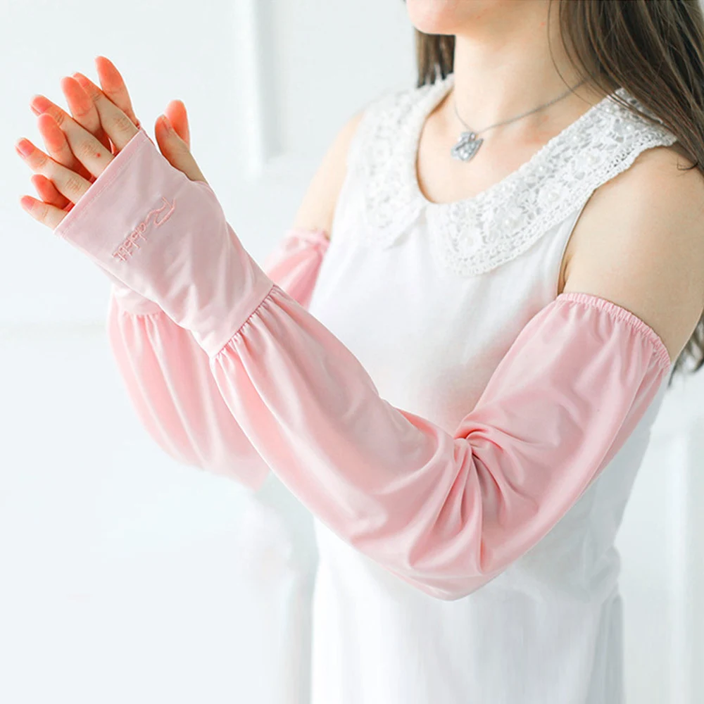 Summer Loose Sunscreen Driving Ice Silk Sleeve Female Long Length UV Protection Arm Arm Glove Sleeves Super Soft Breathable